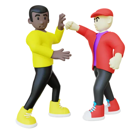 Black Guy Getting Threatened  3D Illustration