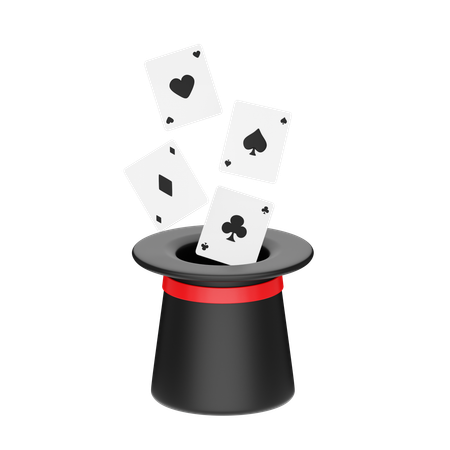 Black Hat and Poker Card  3D Icon