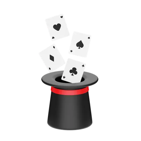 Black Hat and Poker Card  3D Icon