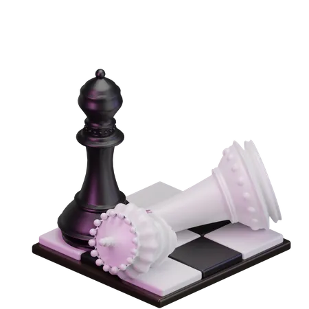 Black King kill White Bishop  3D Icon