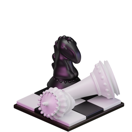 Black King kill White Knight  3D Icon