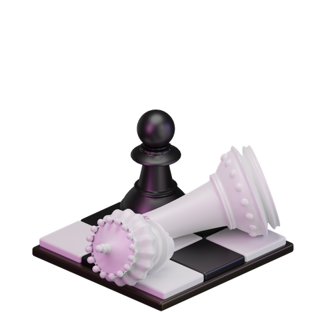 Black King kill White pawn 3D Icon