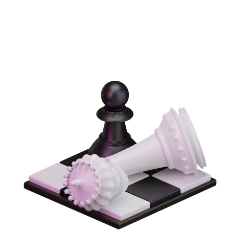 Black King kill White pawn 3D Icon