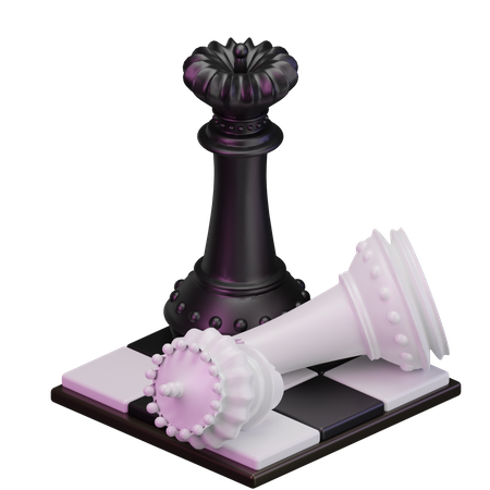 Black King kill White Queen  3D Icon