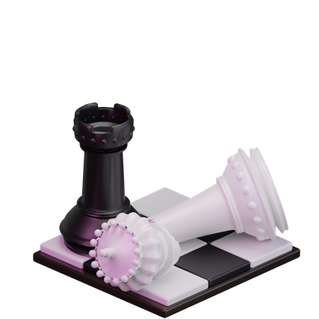 Black King kill White Rook  3D Icon