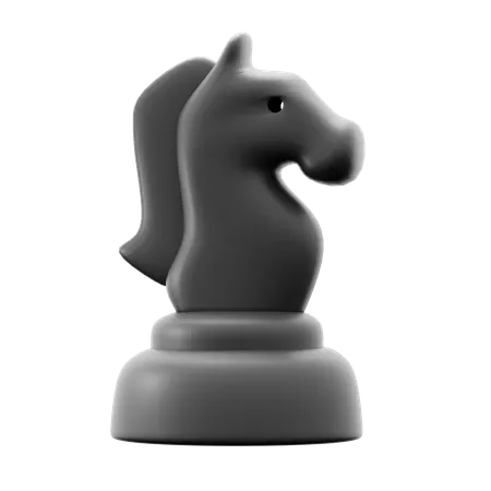 Black Knight Horse Head Chess Piece For Strategy Brain Sport Competition Equipment 3 D Icon Illustration Render Design 3D Icon