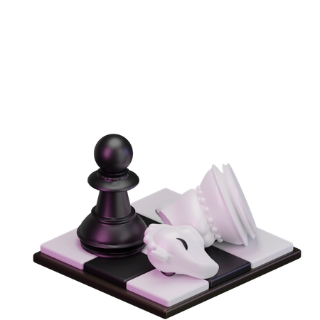 Black Knight kill White pawn  3D Icon