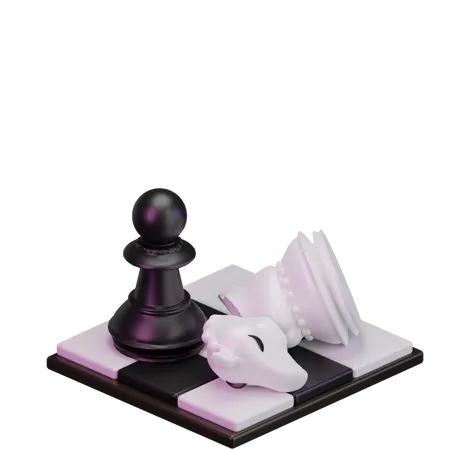 Black Knight kill White pawn 3D Icon