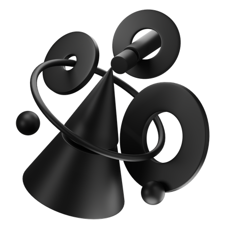 Black Matte Abstract Shape  3D Icon