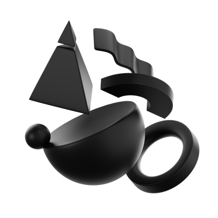 Black Matte Abstract Shape  3D Icon