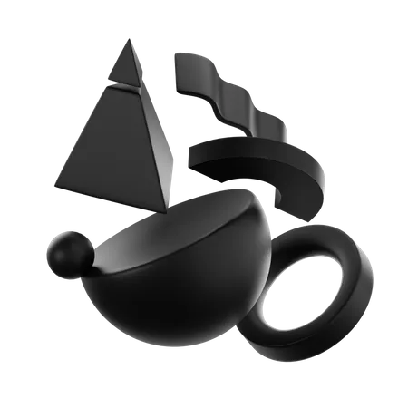 Black Matte Abstract Shape  3D Icon