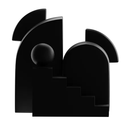 Black Matte Abstract Shape  3D Icon