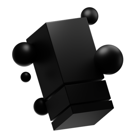 Black Matte Abstract Shape  3D Icon