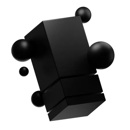 Black Matte Abstract Shape  3D Icon