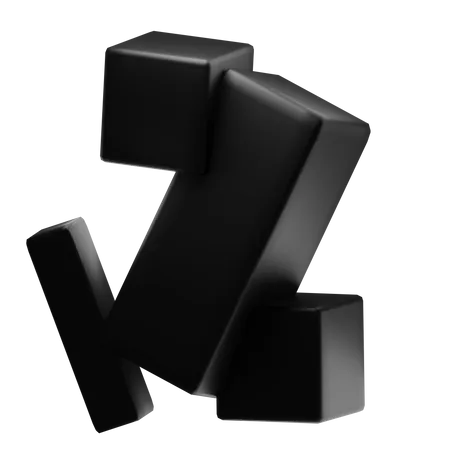 Black Matte Abstract Shape  3D Icon