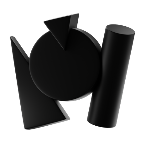 Black Matte Abstract Shape  3D Icon