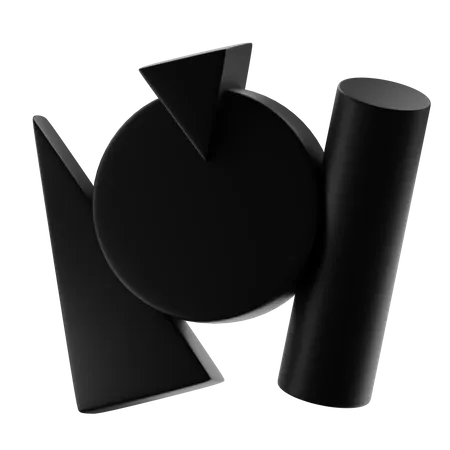 Black Matte Abstract Shape  3D Icon