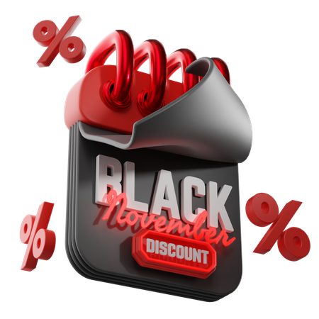 Black November Calendar  3D Icon