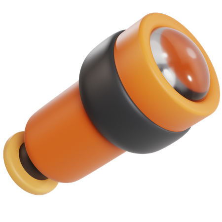 Black Orange Telescope  3D Icon