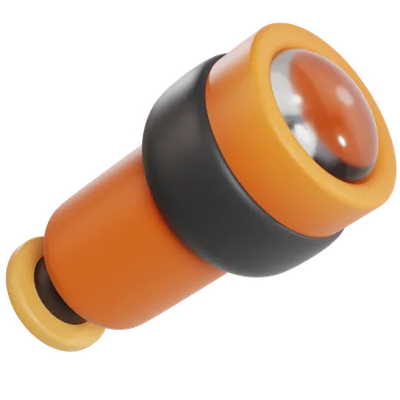 Black Orange Telescope  3D Icon