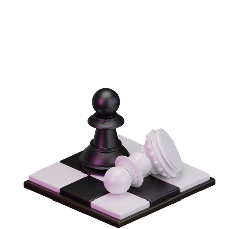 Black pawn kill White pawn  3D Icon