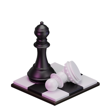 Black pawn kill White Bishop  3D Icon