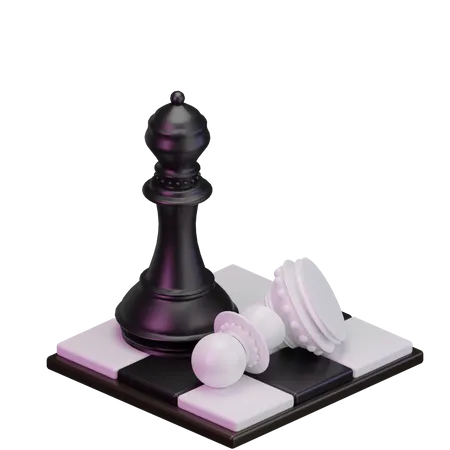Black pawn kill White Bishop  3D Icon