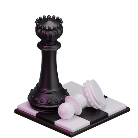 Black pawn kill White King 3D Icon