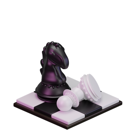 Black pawn kill White Knight  3D Icon