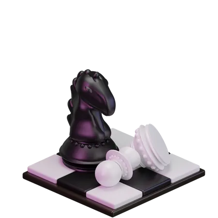 Black pawn kill White Knight 3D Icon