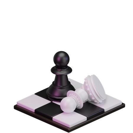 Black pawn kill White pawn 3D Icon