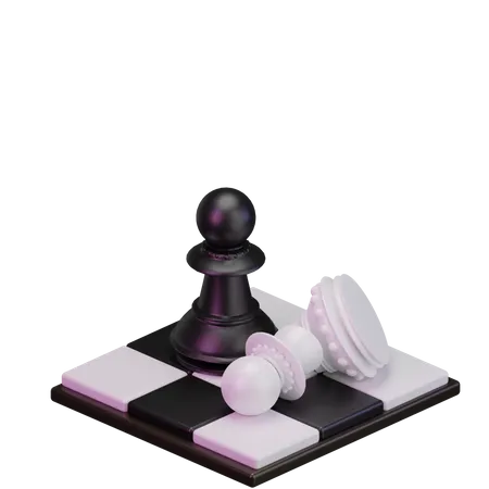 Black pawn kill White pawn 3D Icon