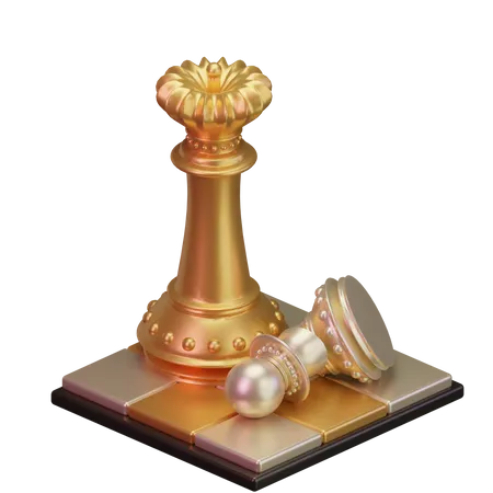 Black pawn kill White Queen 3D Icon