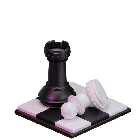 Black pawn kill White Rook 3D Icon