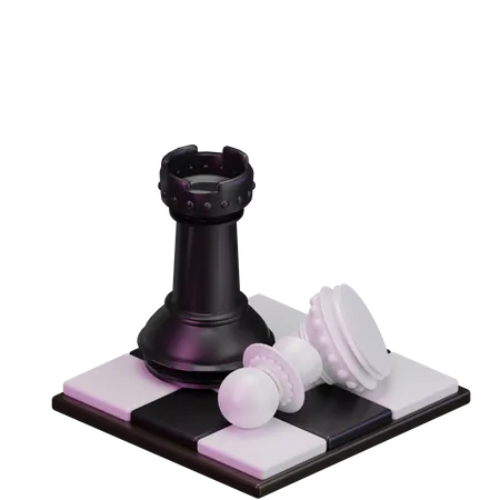 Black pawn kill White Rook 3D Icon