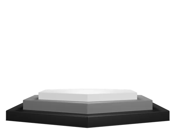 Black pentagon podium  3D Illustration
