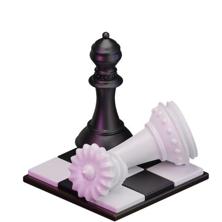 Black Queen kill White Bishop  3D Icon