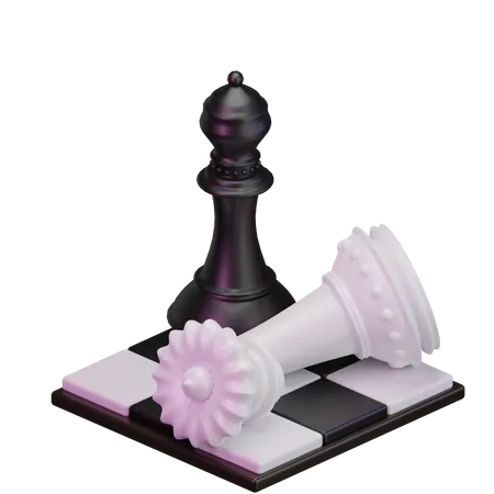 Black Queen kill White Bishop  3D Icon