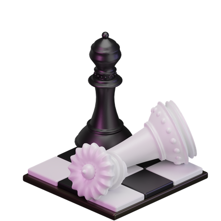 Black Queen kill White Bishop  3D Icon