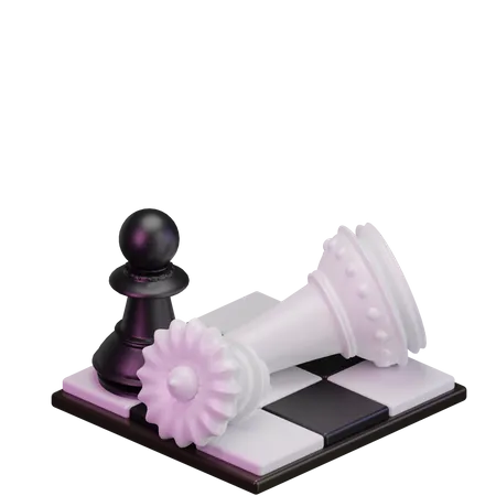 Black Queen kill White pawn  3D Icon