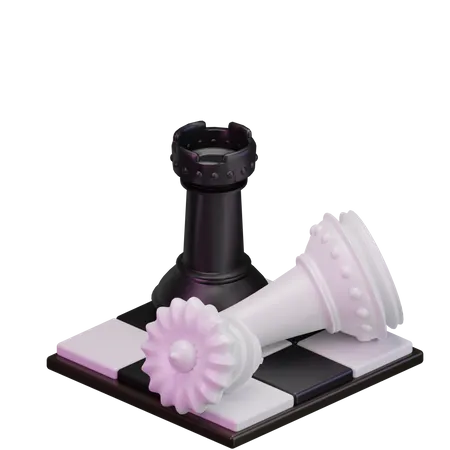 Black Queen kill White Rook  3D Icon