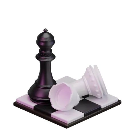 Black Rook kill White Bishop  3D Icon