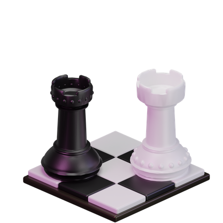 Black Rook vs White Rook  3D Icon