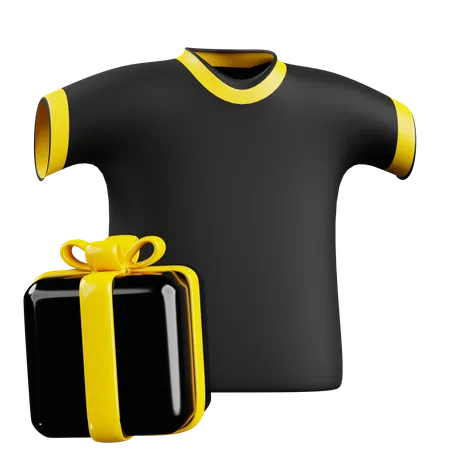 Black Shirt With Gift Box  3D Icon