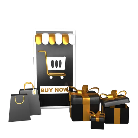 Black Shopping  3D Icon