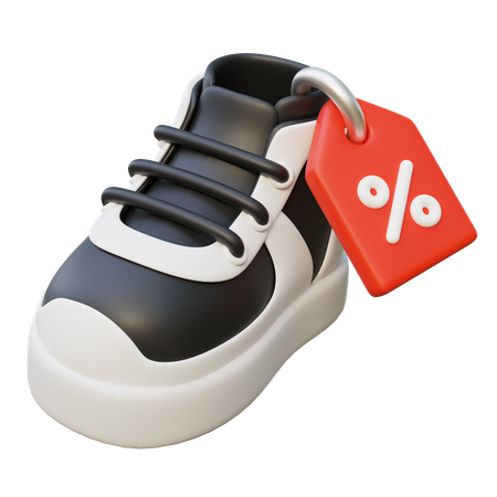 Black Sneakers With Discount Label 3D Icon