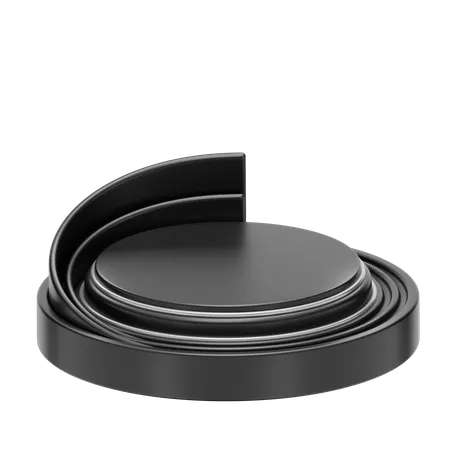 Black Stage Round Podium  3D Icon