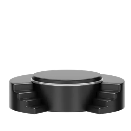 Black Stage Round Podium  3D Icon