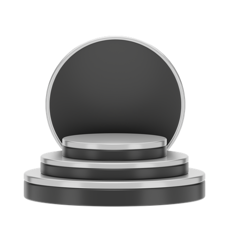 Black Stage Round Podium  3D Icon