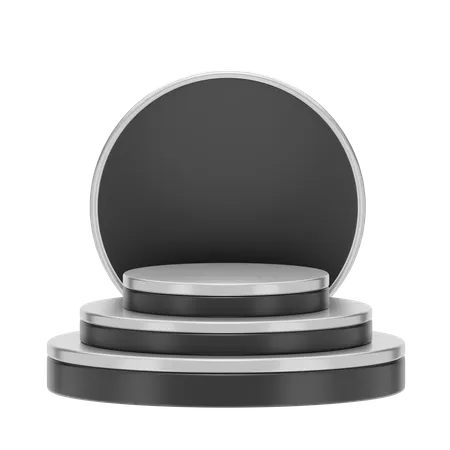 Black Stage Round Podium  3D Icon